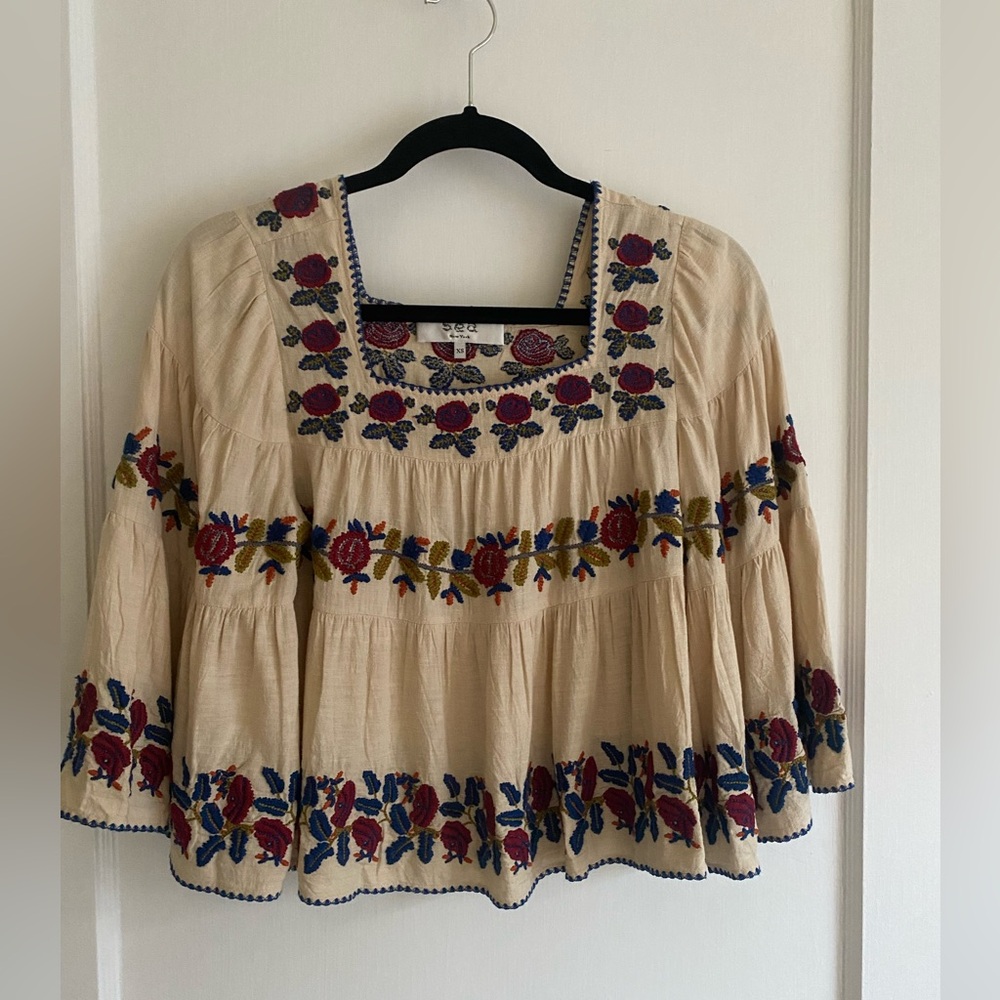 Sea NY Nan bell sleeve silk blouse